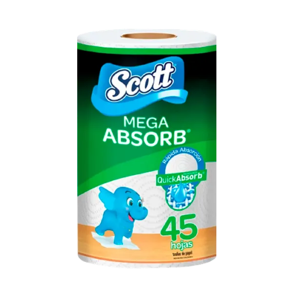 Papel Toallin Scott Mega Absorb 45 Hojas 1 Rollo